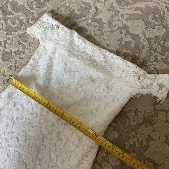 Lulus Romantic Heart White Lace Off the Shoulder‎ Dress prom bride-shower Small - Picture 11 of 14